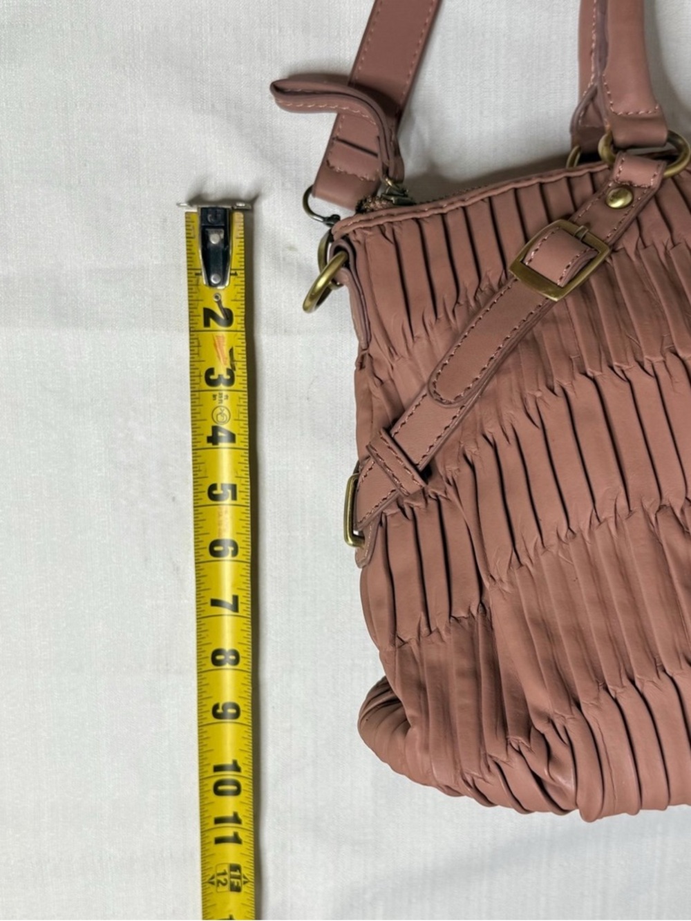 COACH 2WAY Madison Gathered 2-Way Tote Leather Handbag Blush Pink Crossbody - Picture 7 of 12